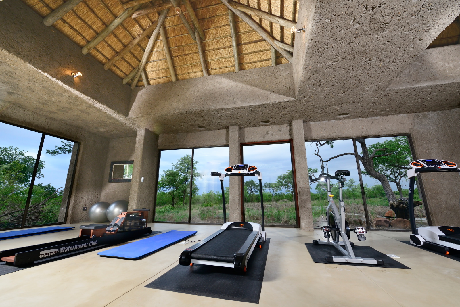 <p>The Sabi Sabi Earth Lodge features a fully equipped gym, which is available for guests to use throughout their stay. The gym is located within the lodge's spa area and offers a range of cardio and weight-training equipment to help guests stay active during their time at the lodge.</p>